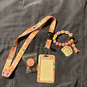 Colorful Lanyard and Keychain Set